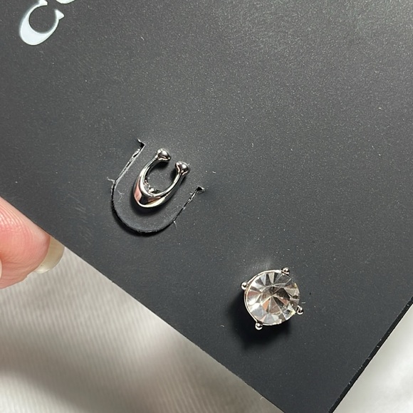 NWT COACH Signature Stud & Crystal Stud Earrings Set - Picture 3 of 8